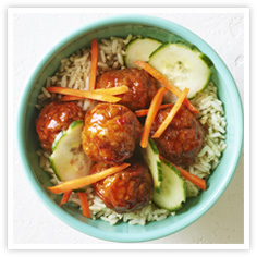 Poke Ball Bowl with Cucumber, Carrots and Green Onion 