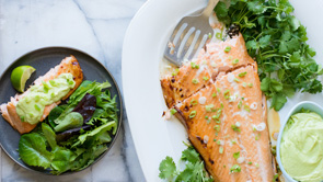 Baked Salmon With Avocado Sauce