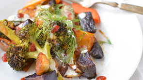 Spicy Roasted Vegetables with Creamy Dill Dressing