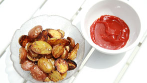 Grilled Sesame Garlic Potatoes with Sriracha Ketchup