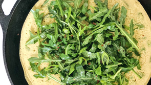 Socca Flatbread with Ponzu Arugula