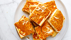 Marble Pumpkin Cheesecake Bars with Panko Crust