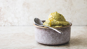 No-Churn Matcha Ice Cream with Sesame Drizzle