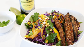 Grilled Portobello Steak on a Summer Herb Salad